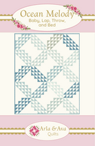 Ocean Melody quilt pattern with ocean wave design by Aria & Ava Quilts downloadable for baby, lap, throw, and bed sizes