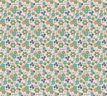 Farmer's Daughter Daisy Sea Glass fabric by Lori Holt with vintage-inspired floral pattern
