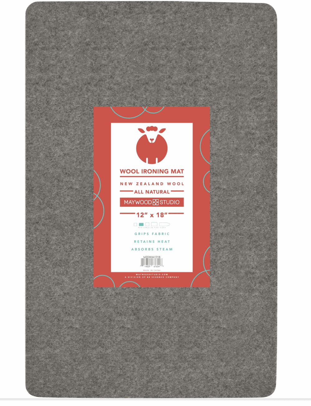 Maywood Studio 12x18 inch wool iron mat made from 100% New Zealand wool for quilting and sewing