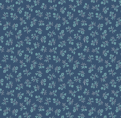 Farmer's Daughter vintage denim fabric with small floral print by Lori Holt for Riley Blake Designs