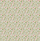 Farmer's Daughter Floral Sage fabric by Lori Holt with small green leaves and pink flowers pattern on beige background