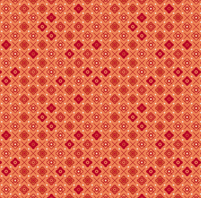 Farmer's Daughter Flower Patch Squash fabric by Lori Holt with vintage floral pattern in orange and red tones