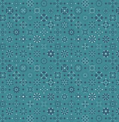 Farmer's Daughter Handmade Raindrop fabric by Lori Holt in teal with vintage-inspired floral patterns
