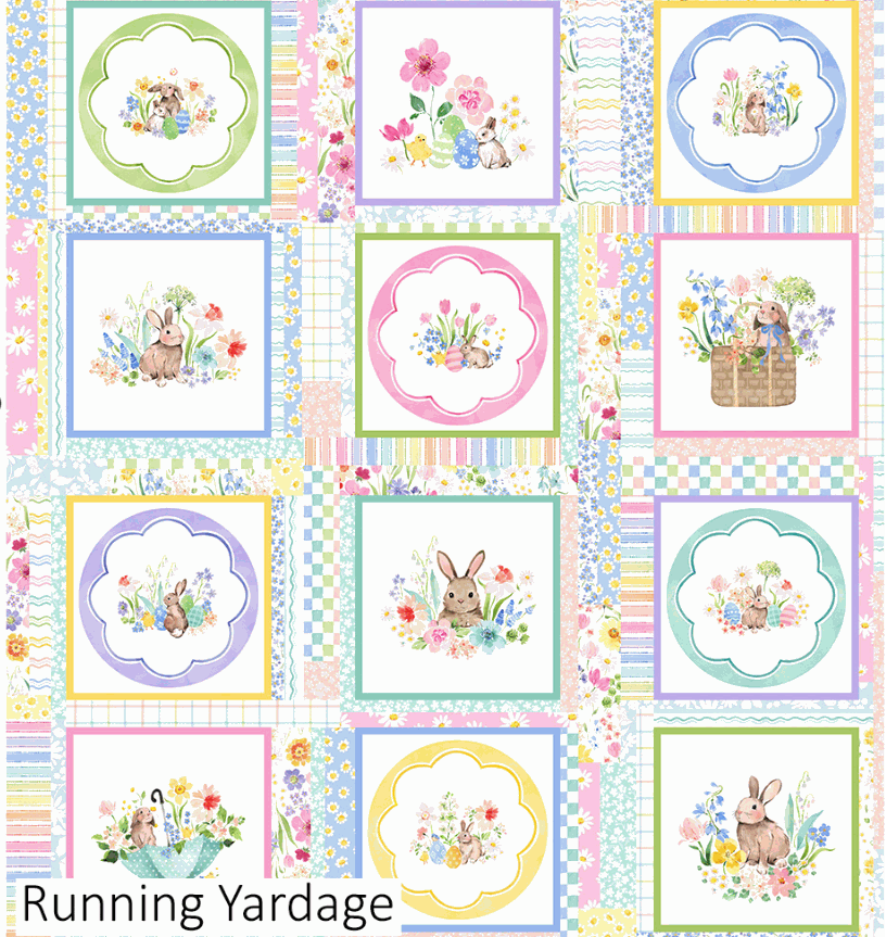 Spring Cheer fabric digital blocks multi by Heatherlee Chan for Clothworks bright pastel colors