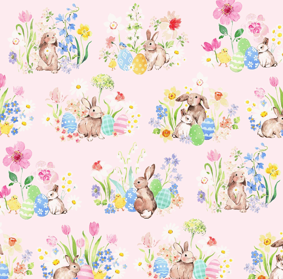 Spring Cheer digital toile fabric in light pink by Heatherlee Chan for Clothworks