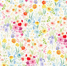 Spring Cheer fabric by Heatherlee Chan with vibrant digital garden multi-color design