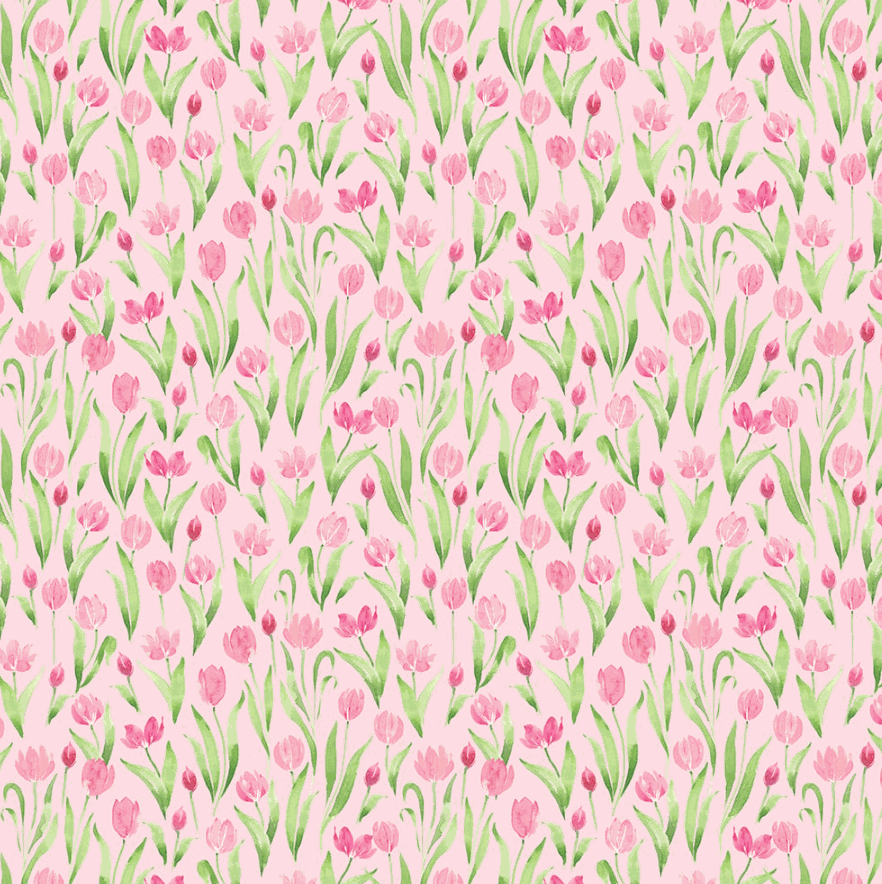 Spring Cheer digital light pink tulip fabric by Heatherlee Chan for Clothworks