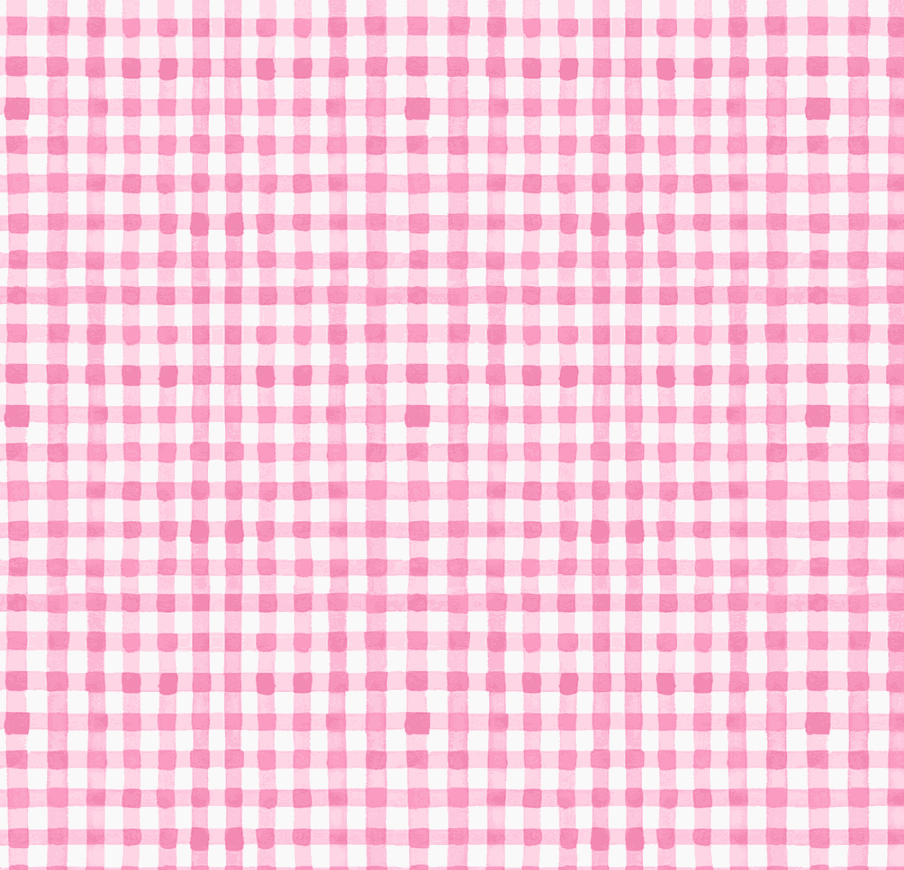 Spring Cheer gingham pink fabric by Heatherlee Chan for Clothworks, vibrant pastel textile in 1/2 yard increments