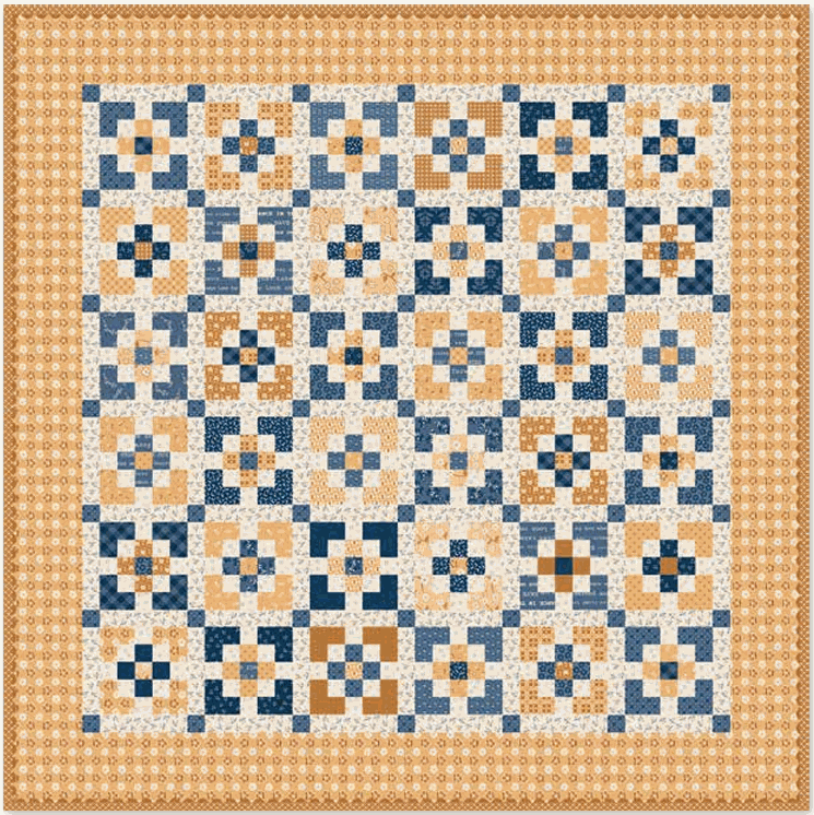 Charmed Table Topper quilt kit with Denim & Daisy fabric by Lori Holt, 45.5" square, preorder for November 2026