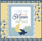 Love You to the Moon blue panel quilt kit with pattern and fabric, 51.5"x51.5" pre-order, October 2026 ship date
