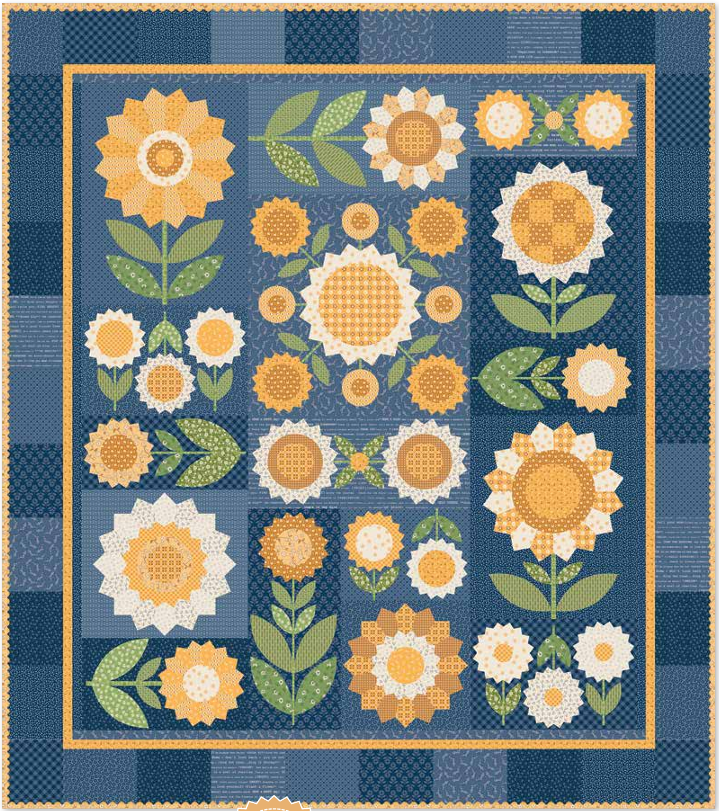 Fresh as a Daisy Quilt Kit by Lori Holt with Denim & Daisy fabric, 76.5" x 86.5", preorder shipping November 2026