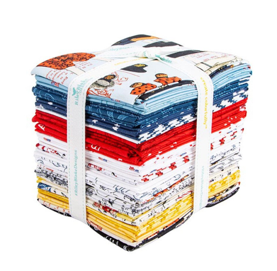 Sew America Fat Quarter bundle with patriotic WWII and retro sewing motifs in parchment tones
