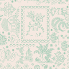 Berry & Sage Wildflowers embroidery fabric by Lori Holt in warm latte tones with vintage florals and sage hues