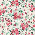 Berry & Sage Wildflowers floral latte fabric by Lori Holt with vintage-inspired corals, sage, and latte tones