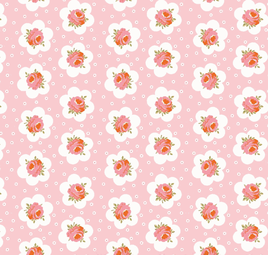 Peach Cobbler Tea Tin Rose Pink fabric by Lily Ashbury for Riley Blake Designs