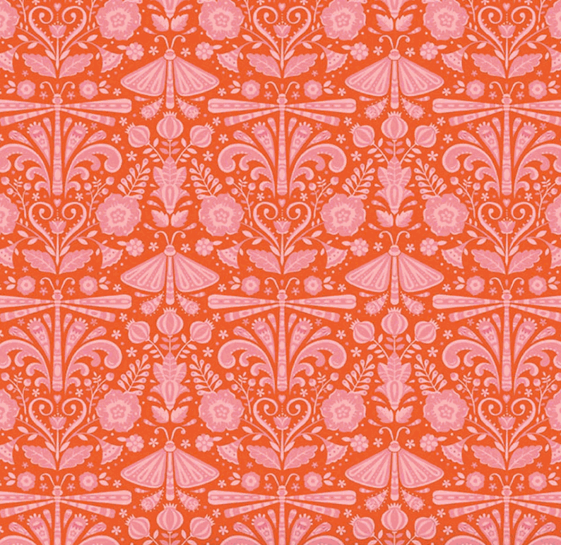 Peach Cobbler Field Study Orange fabric by Lily Ashbury for Riley Blake Designs in 1/2 yard increments