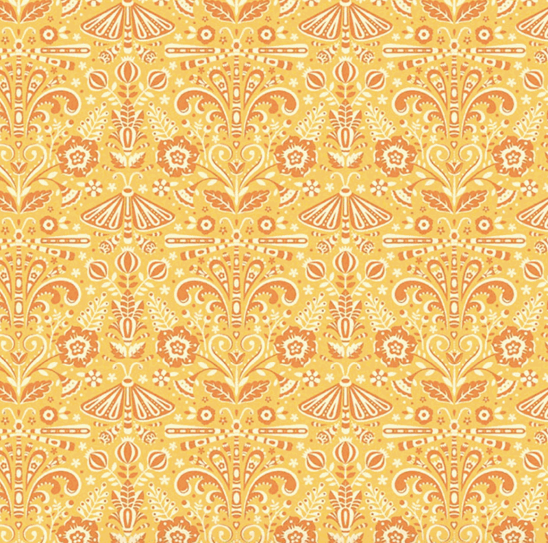 Peach Cobbler Field Study Yellow fabric by Lily Ashbury for Riley Blake Designs, showcasing wild blooms and homespun textures