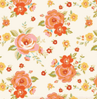 Peach Cobbler Heirloom Cream fabric by Lily Ashbury for Riley Blake Designs with floral and homespun textures