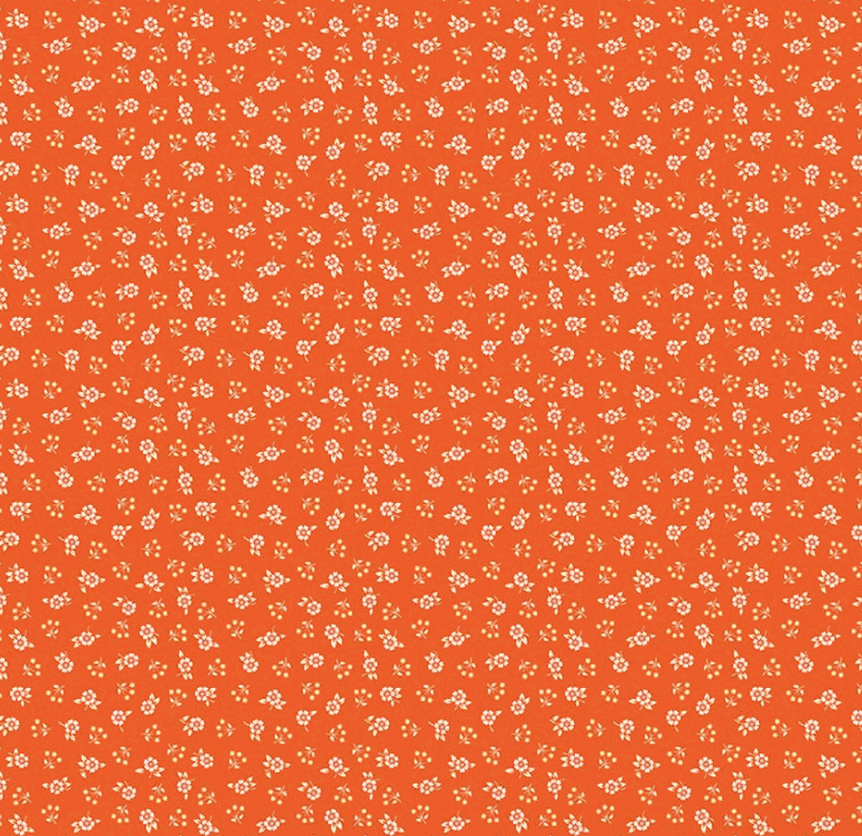 Peach Cobbler Meadow Orange fabric by Lily Ashbury for Riley Blake Designs, showcasing wild blooms and homespun textures.