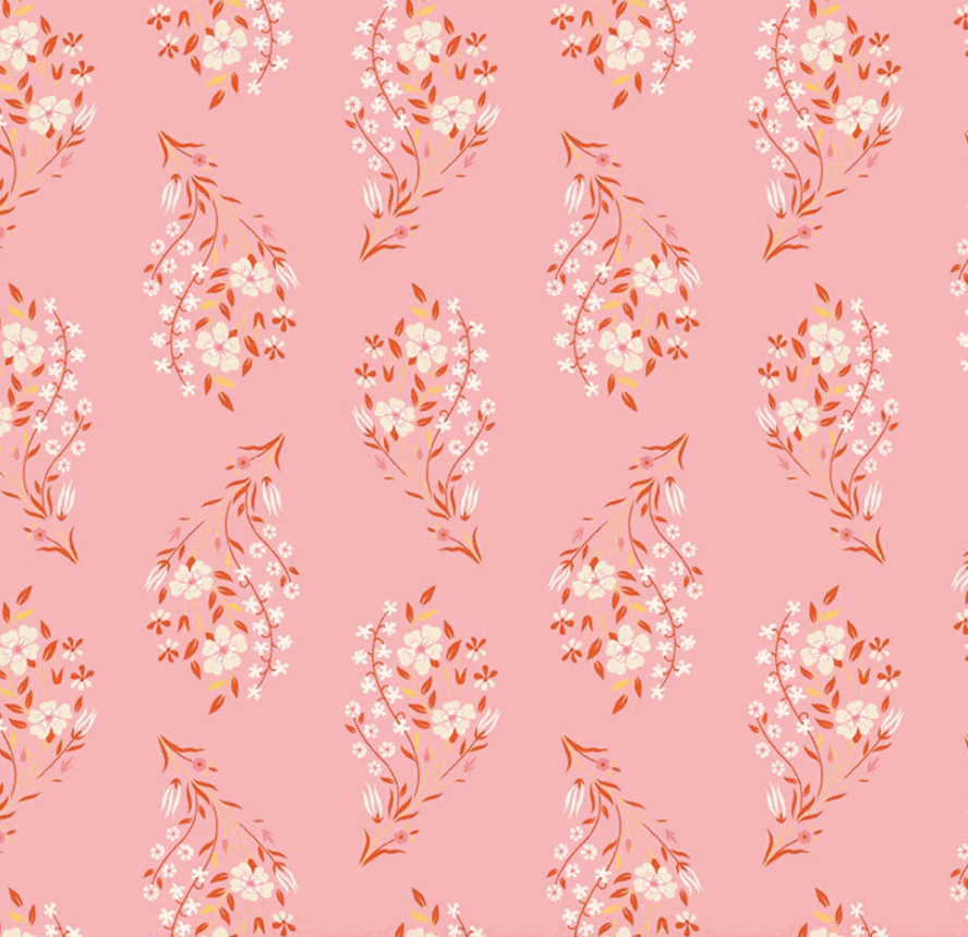 Peach Cobbler Daydream Pink fabric by Lily Ashbury for Riley Blake Designs, featuring wild blooms and homespun textures.