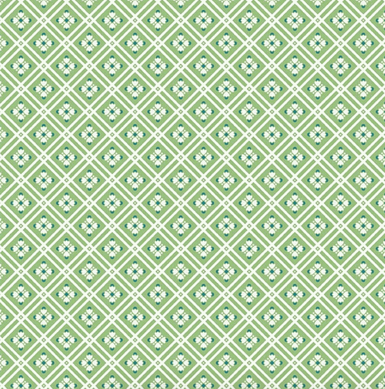 Peach Cobbler Arbor Green fabric by Lily Ashbury for Riley Blake Designs with floral and homespun textures