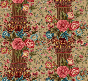 Lost Gardens of Heligan column stripe fabric in caramel by Michelle Yeo for Henry Glass & Co