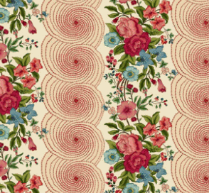 Lost Gardens of Heligan cream large border stripe fabric by Michelle Yeo for Henry Glass & Co