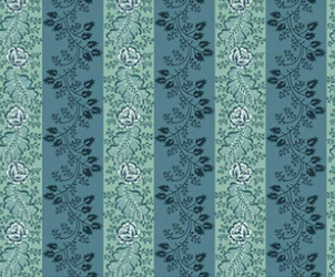 Floral Awning Stripe fabric in blue from Lost Gardens of Heligan collection by Michelle Yeo for Henry Glass & Co