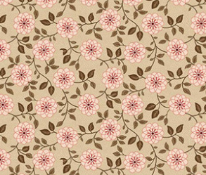 Lost Gardens of Heligan Bachelor Buttons fabric in caramel and pink by Michelle Yeo for Henry Glass & Co