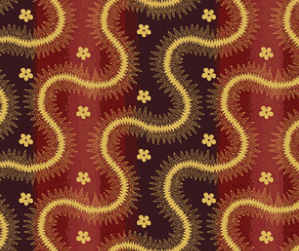 Lost Gardens of Heligan serpentine stripe fabric in red by Michelle Yeo for Henry Glass & Co