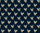 Lost Gardens of Heligan fabric by Michelle Yeo in Prussian Blue, antique print quilt-inspired design