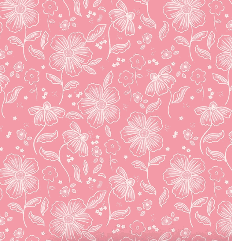 Sweet Pink fabric by My Mind's Eye with floral and gingham patterns in soft pink tones