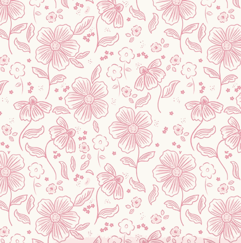 Sweet Pink floral and gingham fabric in cream by My Mind's Eye for Riley Blake Designs
