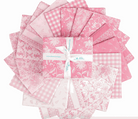 Sweet Pink fat quarter bundle with pink florals, bows, stripes, and gingham by My Mind's Eye for Riley Blake Designs