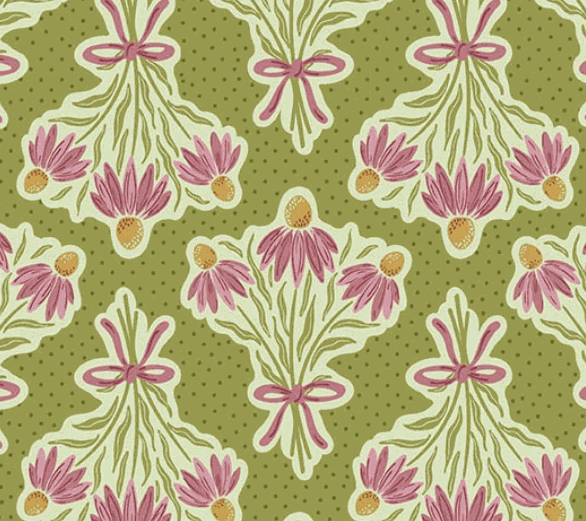 Rivermoore by Judy Jarvi Bouquet Olive fabric A-10036-G by Andover sold in half-yard increments