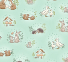 Little Ones by Makower UK fabric Hugs Teal MU-189-T sold in half-yard increments