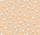 Little Ones by Makower UK Ducks Coral fabric pattern with ducks on coral background