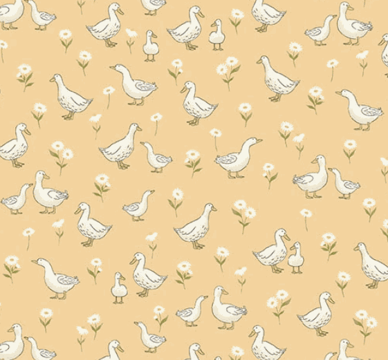 Little Ones by Makower UK yellow duck fabric yardage sold in half-yard increments