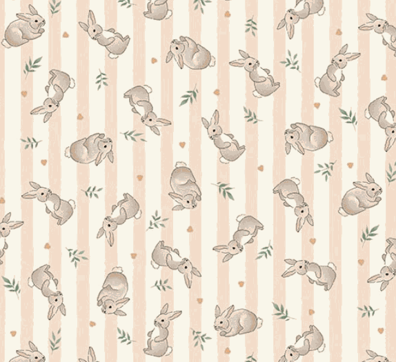 Little Ones by Makower UK coral fabric with bunny pattern, sold in half-yard increments