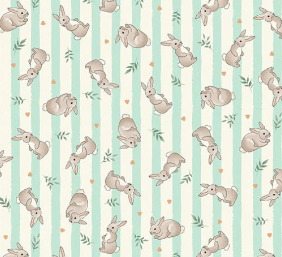 Little Ones by Makower UK Little Ones fabric with teal bunnies pattern by Makower UK for Andover