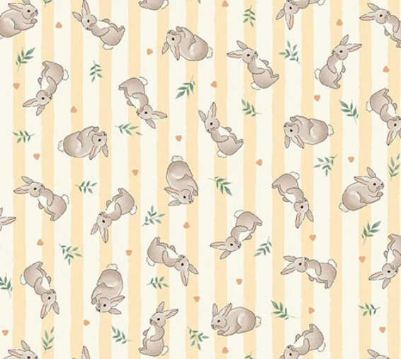 Little Ones by Makower UK yellow bunny fabric pattern sold by half yard