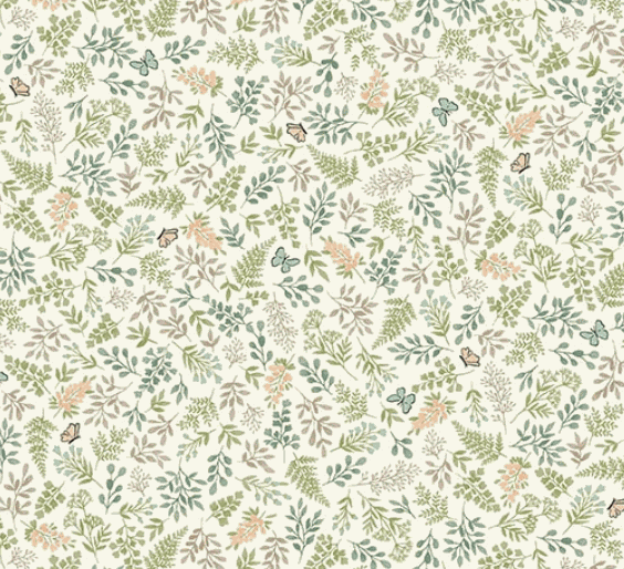 Little Ones by Makower UK Foliage Cream fabric by Andover in 1/2 yard increments