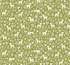 Little Ones by Makower UK Deer Green fabric by Andover in 1/2 yard increments