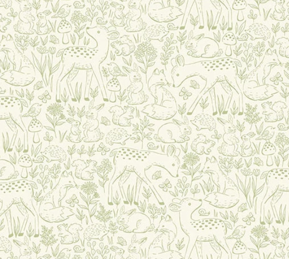 Little Ones by Makower UK Etched Green fabric sold in half-yard increments