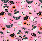 Not Scary Halloween fabric with pink boos and bows by Jill & Rani for Poppie Cotton