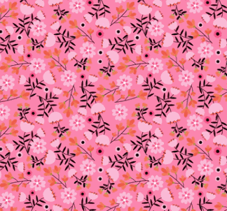 Not Scary Halloween fabric with playful ghosts and witches in pink and orange by Poppie Cotton