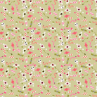 Not Scary Halloween fabric with friendly ghosts and witches in green by Jill & Rani for Poppie Cotton