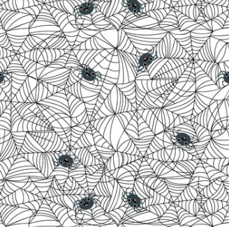 Not Scary Halloween fabric featuring playful Spunky Spidey design by Jill & Rani for Poppie Cotton