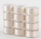Tube of 12 SuperBobs Polyester Bobbin Class 15 off white for quilting and embroidery