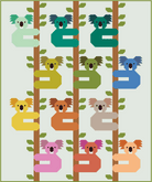 Koalas Quilt Kit by Elizabeth Hartman with Bella Solids fabric, 65x78 inches quilt top and binding materials